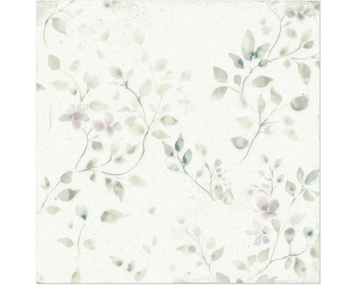 Carrelage mural en grès cérame fin Mayolica Bloom 14,8 cm x 14,8 cm x 0,77 cm Carreau décoratif avec motif floral pour l''intérieur