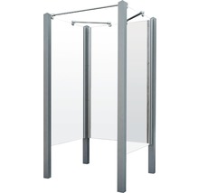 Cabine de douche avec cadre et cloisons en verre transparent