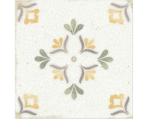 Carrelage mural en grès cérame fin Mayolica Flower 14,8 cm x 14,8 cm x 0,77 cm Carreau décoratif avec motif floral
