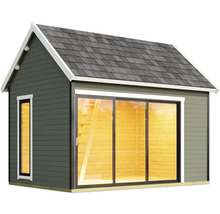 Abri de jardin avec porte coulissante et fenêtre