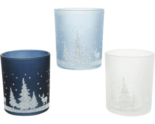 Photophores en verre avec motifs hivernaux