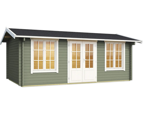 Abri de jardin en bois avec fenêtres et double porte