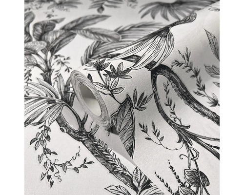 Rouleau de papier peint avec motif de plantes tropicales