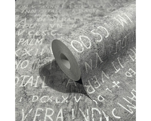 Papier peint gris avec motif d''écriture sur rouleau