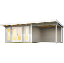 Abri de jardin avec terrasse couverte en bois