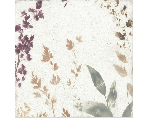 Carrelage mural en grès cérame fin Mayolica Forest 14,8 cm x 14,8 cm x 0,77 cm Motif de carreaux avec décor floral