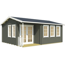 Abri de jardin en bois avec fenêtres et porte double