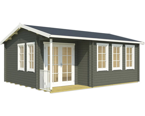 Abri de jardin en bois avec fenêtres et porte double