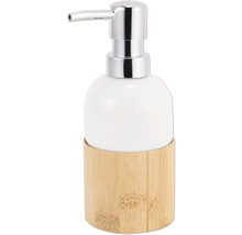 Seifenspender mit Bambusbasis und verchromtem Pumpkopf