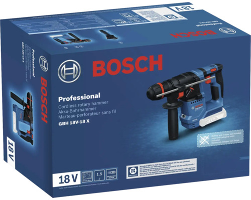 Verpackung des Bosch GBH 18V-18 X Akku Bohrhammers