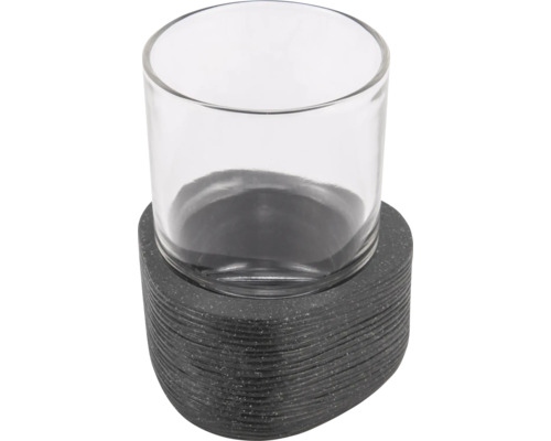 Photophore en verre avec base grise