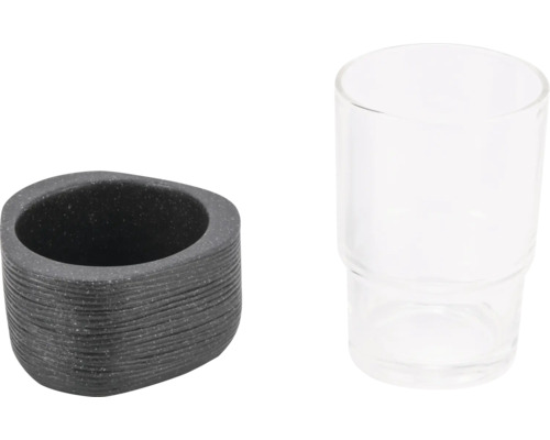 Distributeur de savon avec récipient gris et verre transparent