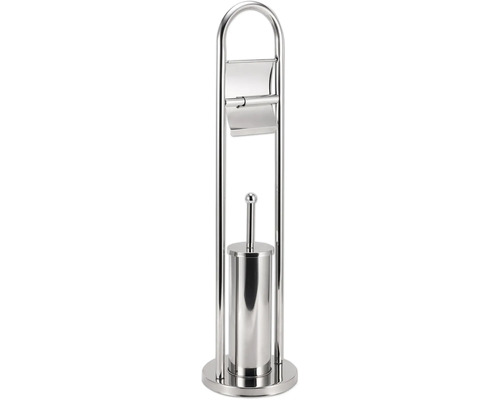 Toilettenpapierhalter mit Bürstengarnitur aus Stahl