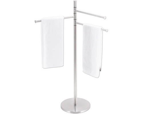 Sèche-serviettes sur pied en métal avec deux serviettes