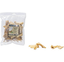 Beetztees Rinderkopfhautstücke in transparenter Verpackung, Hundesnack