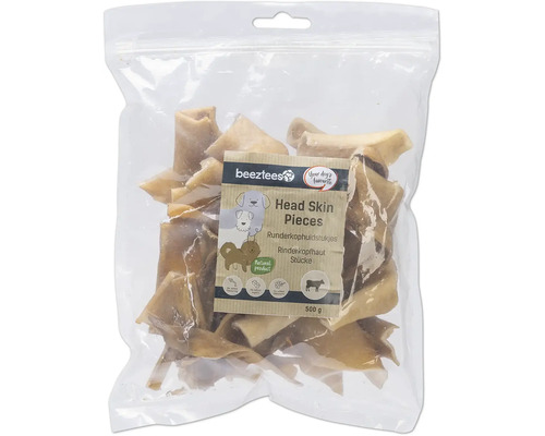 Beutel mit Beetztees Rinderkopfhaut Stücken für Hunde, 500 g