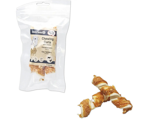 En-cas pour chiens beeztees bâtons à mâcher Twister bœuf au poulet 12,5 cm 2 pièces Beetztees snack pour chien rouleaux à mâcher au poulet, paquet de 2 pièces