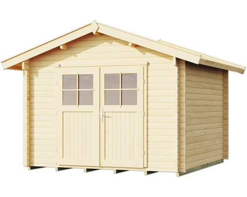 Abri de jardin en bois avec double porte et fenêtres