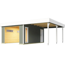 Holzgartenhaus mit Überdachung und Tür