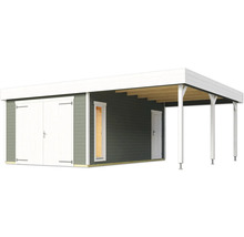 Holzgarage mit Carport