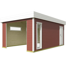 Holzgarage mit Fenster und Tür