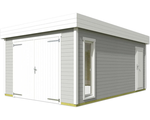 Abri de jardin avec double porte, fenêtre et porte latérale