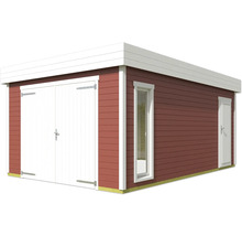 Abri de jardin en bois avec double porte, porte latérale et fenêtre