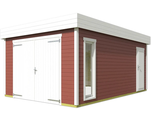 Abri de jardin en bois avec double porte, porte latérale et fenêtre