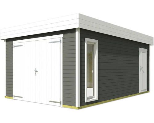 Abri de jardin avec double porte, porte latérale et fenêtre