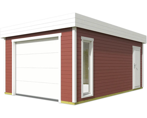 Gartenhaus mit Garagentor, Fenster und Seitentür