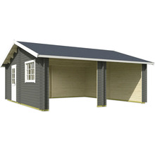 Holzgarage mit Tür und Fenster