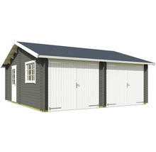 Abri de jardin en bois avec double porte et porte simple