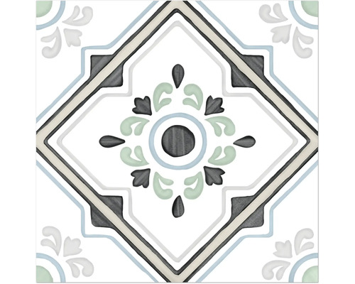 Carrelage sol et mur en grès cérame fin Tanger sand Bloom 12,3 cm x 12,3 cm x 0,87 cm Carreau de sol décoratif avec motif géométrique