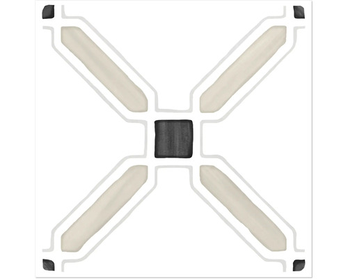 Carrelage sol et mur en grès cérame fin Tanger sand Cross 12,3 cm x 12,3 cm x 0,87 cm Carreau de sol décoratif avec motif géométrique