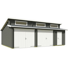 Abri de jardin spacieux avec double porte et porte latérale pour le jardin