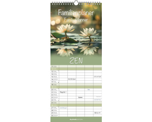 Calendrier familial avec motif zen pour l''année 2026