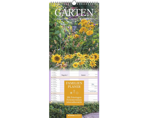 Calendrier planificateur familial avec des motifs de jardin
