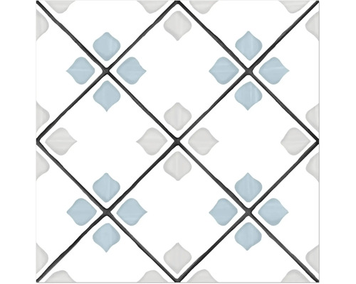 Carrelage sol et mur en grès cérame fin Tanger silver Rhomb 12,3 cm x 12,3 cm x 0,87 cm Motif de carreaux avec des motifs floraux