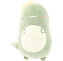 Peluche de dinosaure verte avec des détails jaunes