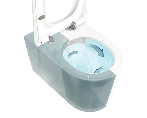 WC suspendu à fond creux avec rinçage à effet tourbillon