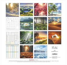Wandkalender mit Naturmotiven, Monatskalendarium und Jahresübersicht