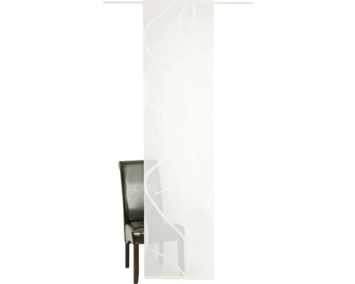 Flächenvorhang nach Mass Vegas wollweiss 60 cm Breite Gardine mit Muster und Stuhl