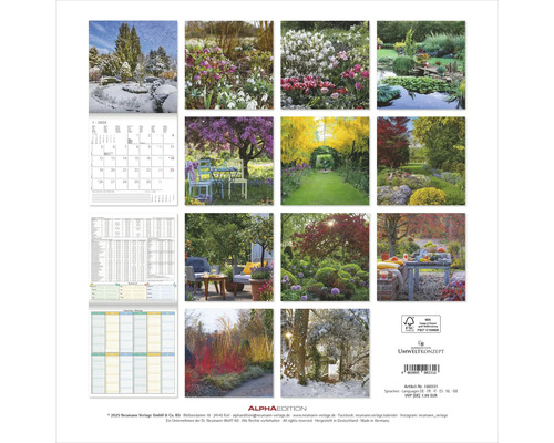 Calendrier mural Jardins de charme 2026 30x30 cm - HORNBACH