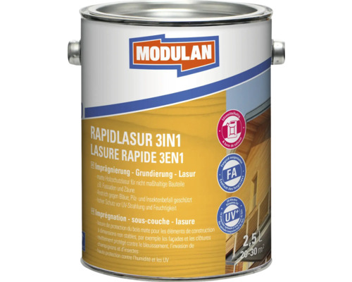 Lasure express MODULAN 3en1 résistante au gel gris foncé 2,5 l MODULAN Rapidlasur 3en1 en pot