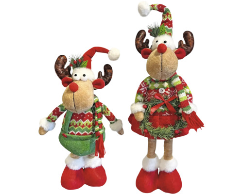 Zwei Rentierfiguren als Weihnachtsdekoration