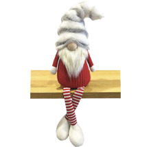 Nain de Noël décoratif avec bonnet en fourrure et jambes rayées
