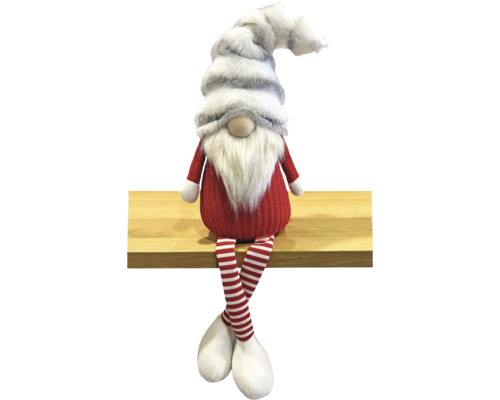Nain de Noël décoratif avec bonnet en fourrure et jambes rayées