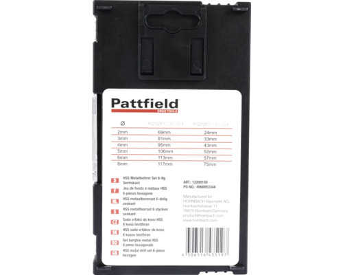 Pattfield HSS Metallbohrer Set, 6-teilig, Sechskant