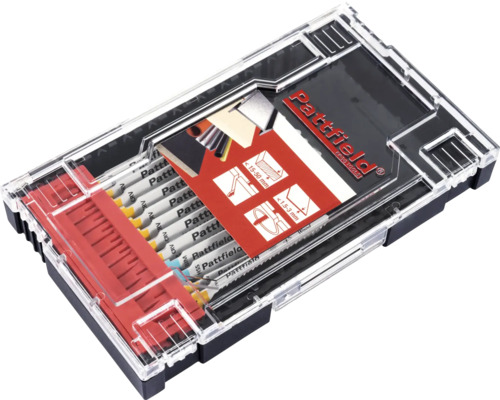 Jeu de lames de scie sauteuse Pattfield dans une boîte de rangement