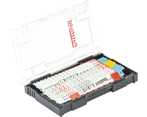 Jeu de lames de scie sabre Pattfield tige en T pour bois et métal 12 pièces Jeu de lames de scie sauteuse Pattfield pour bois et métal dans un coffret ouvert